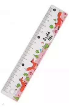 Линейка Лисичка-сестричка, 15 см, пластиковая, с волнистым краем