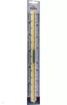 Линейка масштабная, трехгранная, белая, пластиковая, 30 см.