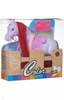 Лошадка белая с разноцветной гривой