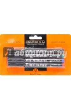 Маркер перманентный тонкий, 4 цвета "Unimark" (22-0018)