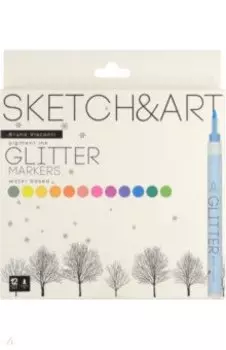 Маркеры глиттерные Sketch&Art, 12 цветов