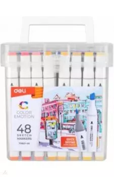Маркеры перманентные "Deli" (48 цветов, белый корпус) (70801-48)