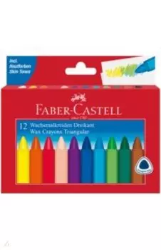 Мелки восковые, 12 цветов, трехгранные