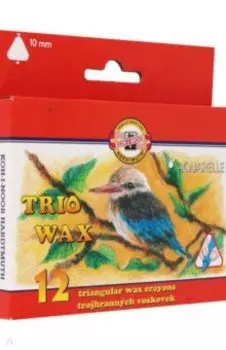 Мелки восковые акварельные Trio 8252, 12 цветов