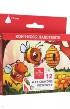 Мелки восковые Пчелки, 12 цветов, треугольные