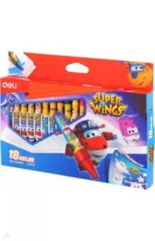 Мелки восковые Super Wings, 18 цветов
