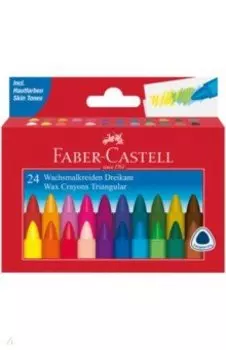 Мелки восковые, трехгранные, 24 цвета