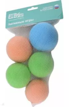 Мягкие мячики, диаметр 7 см., 5 штук