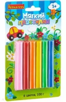 Мягкий пластилин, 6 цветов