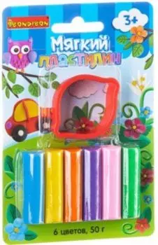 Мягкий пластилин с формочкой, 6 цветов