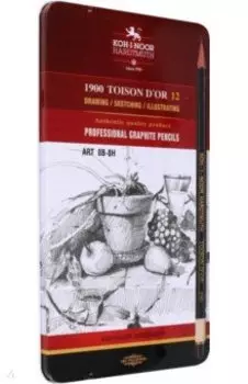 Набор чернографитных карандашей Toison d`Or Art, 8B-8H, 12 штук