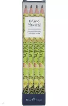 Набор чернографитовых карандашей HappyGraphix Jumbo. Avocado style. Yoga guru, 4B, 4 штуки