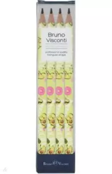 Набор чернографитовых карандашей HappyGraphix Jumbo. Авокадо. Любовь, 4B, 4 штуки