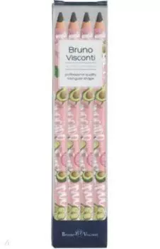 Набор чернографитовых карандашей HappyGraphix Jumbo. Авокадо. Модница, 4B, 4 штуки