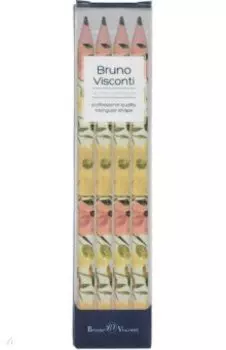 Набор чернографитовых карандашей HappyGraphix Jumbo. Цветочная романтика, 4B, 4 штуки