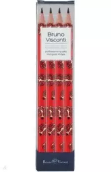 Набор чернографитовых карандашей HappyGraphix Jumbo. Fresh & Fruity. Гранат, 4B, 4 штуки