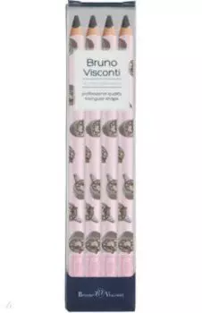 Набор чернографитовых карандашей HappyGraphix Jumbo. Кофемания. Горячий шоколад, 4B, 4 штуки