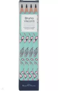 Набор чернографитовых карандашей HappyGraphix Jumbo. Life Style. Pink dream, 4B, 4 штуки