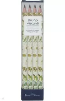 Набор чернографитовых карандашей HappyGraphix Jumbo. Луговые травы, 4B, 4 штуки