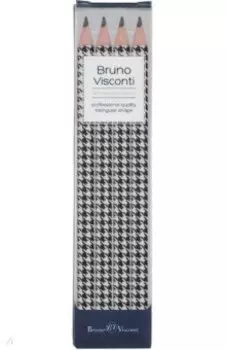 Набор чернографитовых карандашей HappyGraphix Jumbo. Модный паттерн, 4B, 4 штуки