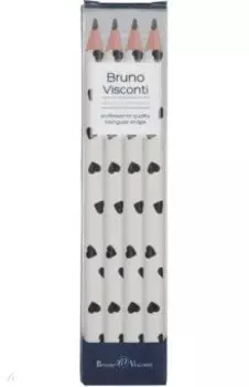 Набор чернографитовых карандашей HappyGraphix Jumbo. Монохром. Сердечки, 4B, 4 штуки