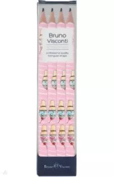 Набор чернографитовых карандашей HappyGraphix Jumbo. Мороженое. Сахарный рожок, 4B, 4 штуки