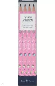 Набор чернографитовых карандашей HappyGraphix Jumbo. My Sweet. Капкейки, 4B, 4 штуки