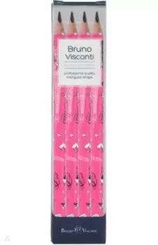 Набор чернографитовых карандашей HappyGraphix Jumbo. Романтическое путешествие. Париж, 4B, 4 штуки