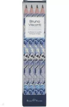 Набор чернографитовых карандашей HappyGraphix Jumbo. Сказочный мотив, 4B, 4 штуки