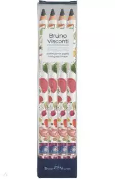 Набор чернографитовых карандашей HappyGraphix Jumbo. Славянская трапеза, 4B, 4 штуки