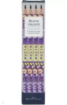 Набор чернографитовых карандашей HappyGraphix Jumbo. Веган, 4B, 4 штуки