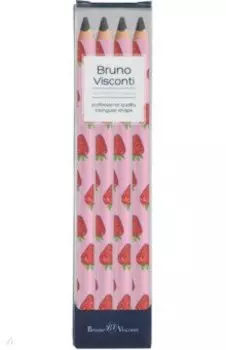 Набор чернографитовых карандашей HappyGraphix Jumbo. Ягоды. Графика. Клубника, 4B, 4 штуки