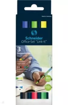 Набор двухсторонних шариковых ручек и текстовыделителей Link-It, 3 предмета