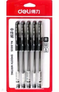 Набор гелевых ручек, черных, 5 штук