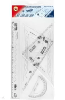 Набор геометрический школьный, большой, 4 предмета