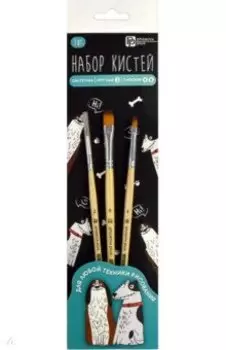 Набор художественных кистей Арт-братва, 3 штуки, нейлон