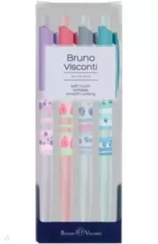 Набор из 4 шариковых ручек HappyClick. Ягодные тортики, 0.5 мм., синие