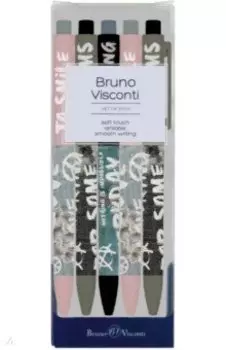 Набор из 5 шариковых автоматических ручек, FunClick. Jeans, синие