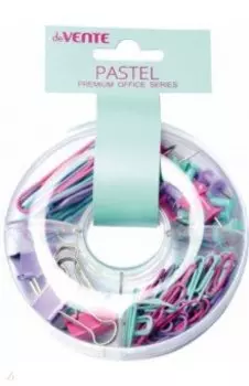 Набор канцелярский Pastel. Скрепки, кнопки, зажимы