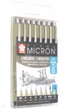 Набор капиллярных ручек Pigma Micron, 8 штук + brush + PN