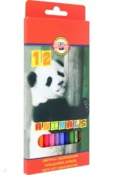 Набор карандашей 12 цветов Животные