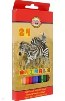 Набор карандашей 24 цветов Животные