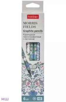 Набор карандашей чернографитных с ластиком Morris, HB, 6 шт.