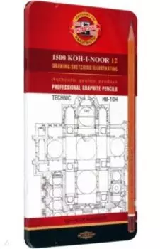 Набор карандашей чернографитных Technic, HB-10H, 12 штук