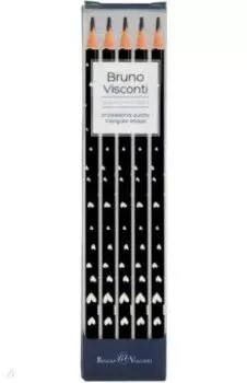 Набор карандашей чернографитовых ArtGraphix. Сердечки, НВ, 5 штук