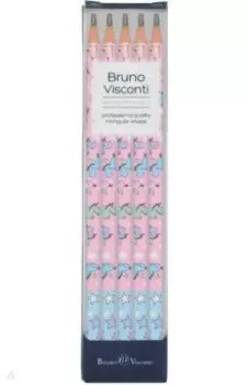 Набор карандашей чернографитовых ArtGraphix. Zefir. Единорожки в облачках, НВ, 5 штук