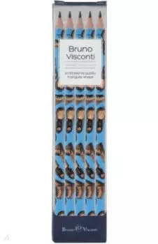 Набор карандашей чернографитовых HappyGraphix. Boots. Синие ботинки, НВ, 5 штук