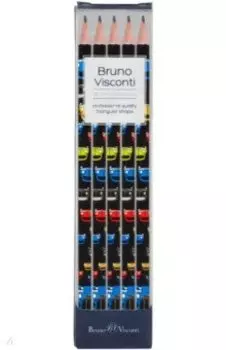 Набор карандашей чернографитовых HappyGraphix. Цветные автомобили, НВ, 5 штук