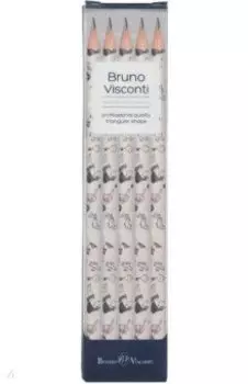 Набор карандашей чернографитовых HappyGraphix. Девочка и единорог. Сердечки, НВ, 5 штук