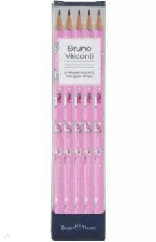 Набор карандашей чернографитовых HappyGraphix. Единороги, НВ, 5 штук